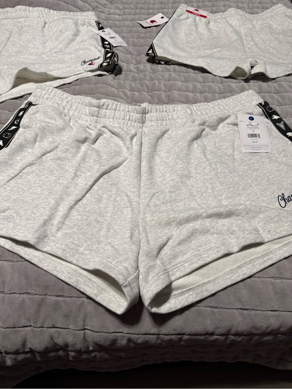 Champion Women's Gray and GreenTerry Shorts - Comfortable Everyday Lounge Shorts